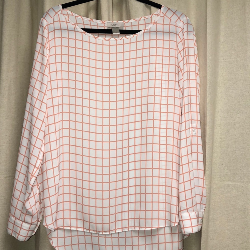 Loft white and orange blouse